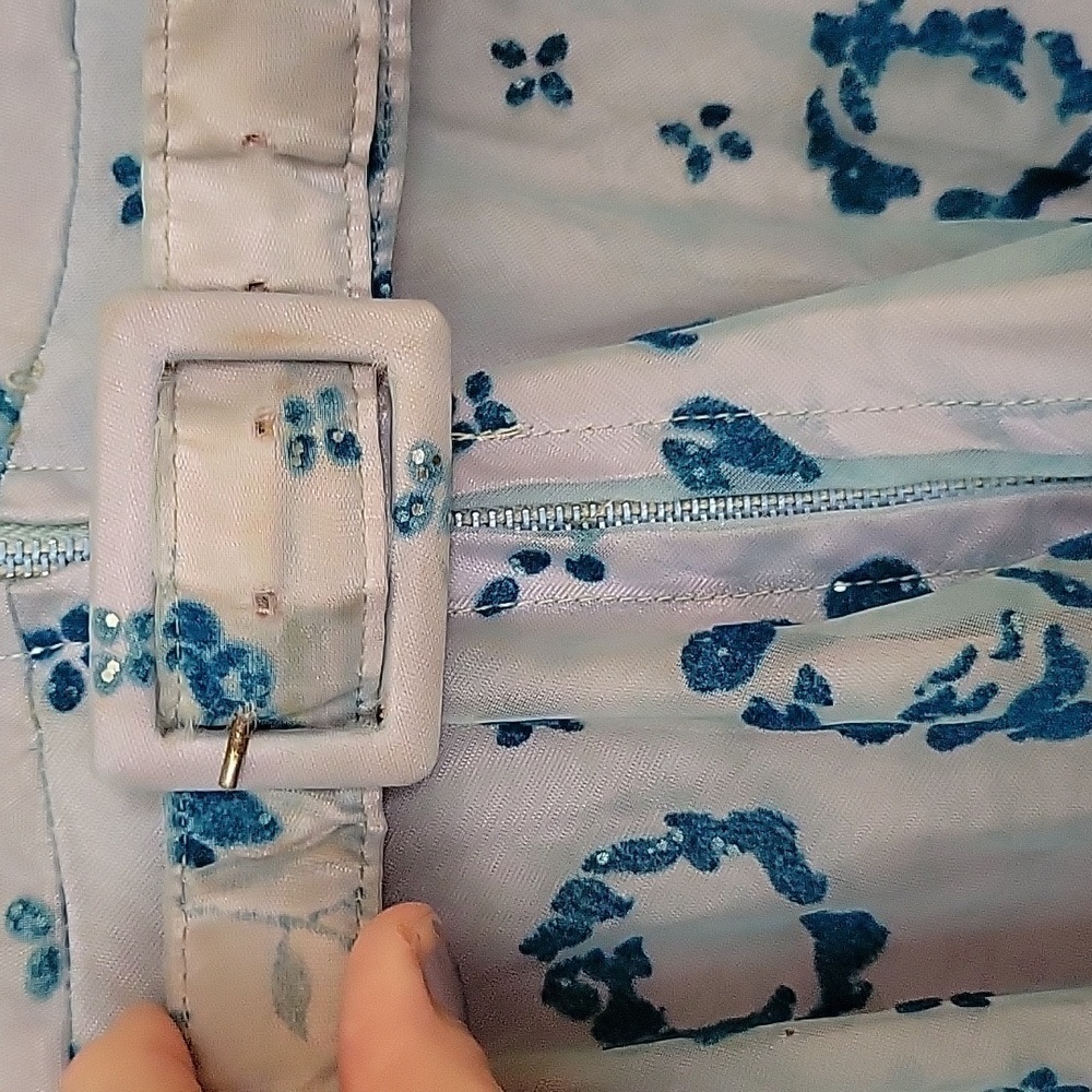 Authentic 1950s Chiffon Floral Overlay Lined A Line Party Dress - Picture 6 of 16